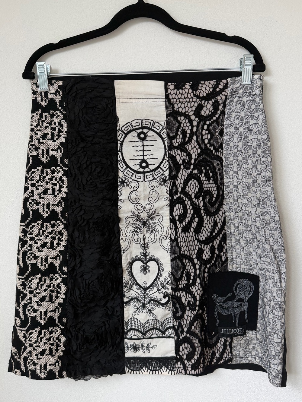 Vintage Y2K Black & White Patchwork Mini Skirt